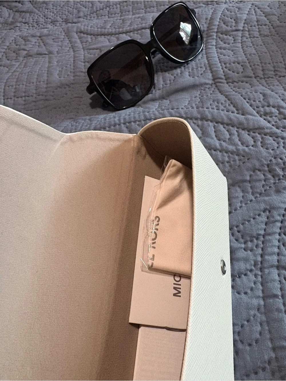 Michael Kors White Sunglasses Case with Black Sunglasses
